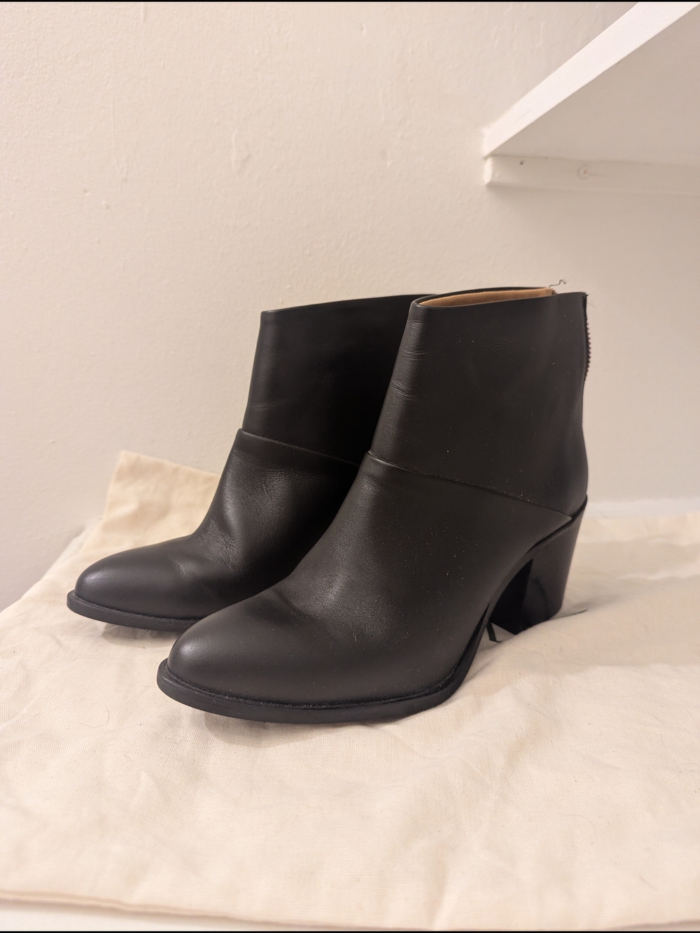 Nisolo Dari Black Block Heel Ankle Boots